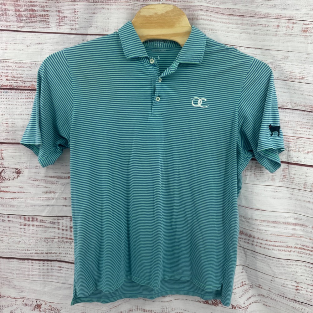 B. Draddy Golf Polo Shirt Mens Large Pima Cotton Striped Athletic Casual Preppy